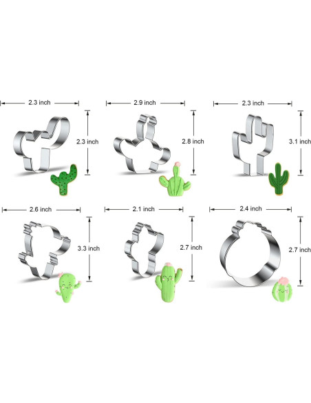 Juego de Cortadores de Galletas Cactus Xzhloym 6 Piezas Acero Inoxidable