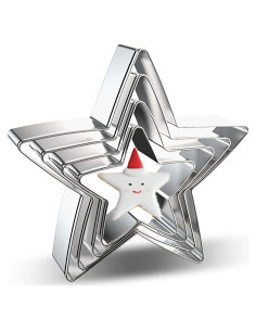 Juego de Cortadores de Galletas Estrella Azflyife - 4 Piezas Acero Inoxidable