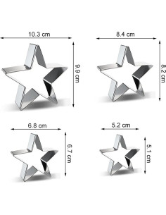 Juego de Cortadores de Galletas Estrella Azflyife - 4 Piezas Acero Inoxidable 2