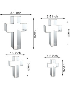 Juego de Cortadores de Galletas Cruz QAAQS - 4 Piezas Acero Inoxidable 2