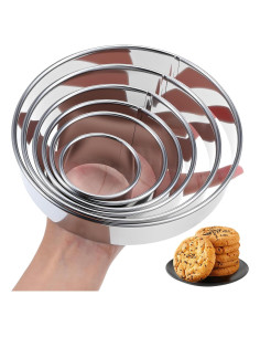 Juego de 6 Cortadores de Galletas Redondos TIESOME Acero Inoxidable