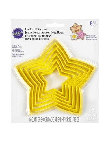 Conjunto de 6 Cortadores de Estrella Wilton - Plástico Seguro