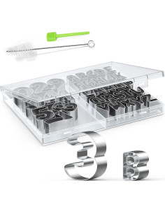 Conjunto de Cortadores de Galletas Letras y Números HUAFA 35 Piezas 2