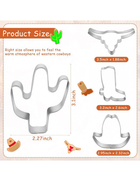 Conjunto de Cortadores de Galletas Cowboy 9 Piezas Patelai Acero Inoxidable
