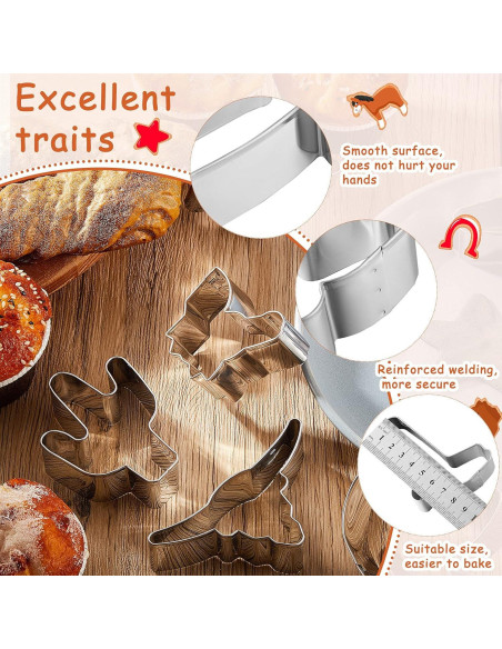 Conjunto de Cortadores de Galletas Cowboy 9 Piezas Patelai Acero Inoxidable