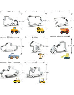 Juego de Cortadores de Galletas Vehículos de Construcción Xzhloym - 8 Piezas 2