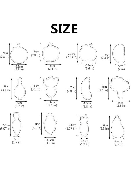 Juego de Cortadores de Galletas en Forma de Verdura Hocai - 12 Piezas de Acero Inoxidable
