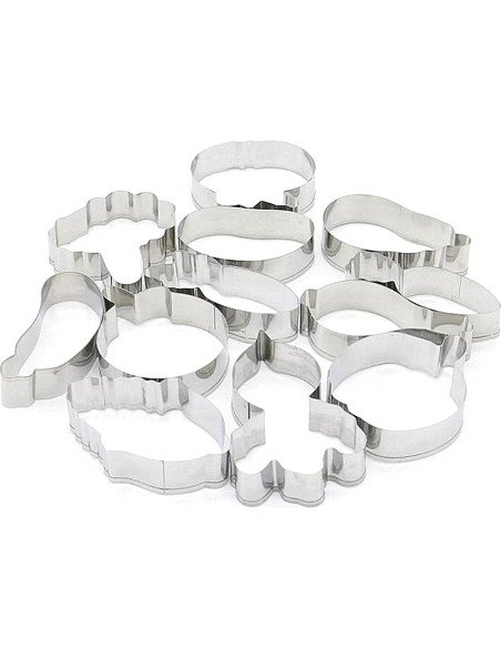 Juego de Cortadores de Galletas en Forma de Verdura Hocai - 12 Piezas de Acero Inoxidable