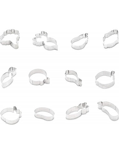 Juego de Cortadores de Galletas en Forma de Verdura Hocai - 12 Piezas de Acero Inoxidable