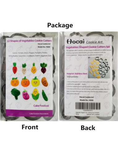 Juego de Cortadores de Galletas en Forma de Verdura Hocai - 12 Piezas de Acero Inoxidable