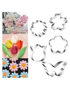 Cortadores de Galletas Q-BAKER Acero Inoxidable Floral 5 Piezas