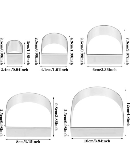 Juego de 5 Cortadores de Galletas Arco Larrel - Acero Inoxidable