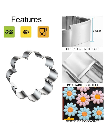 Cortadores de Galletas Q-BAKER Acero Inoxidable Floral 5 Piezas