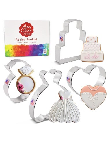 Juego de Cortadores de Galletas de Boda Ann Clark - 4 Piezas