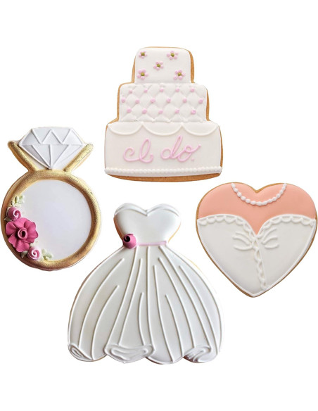 Juego de Cortadores de Galletas de Boda Ann Clark - 4 Piezas