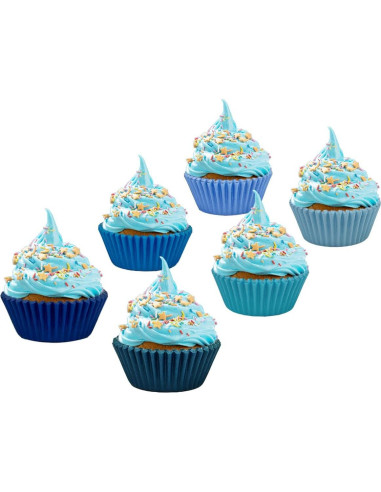 Forros para Cupcakes QIQEE 300 Cuentas Grado Alimenticio Azul