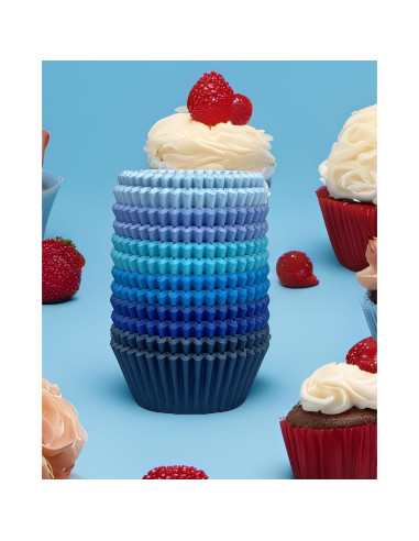 Forros para Cupcakes QIQEE 300 Cuentas Grado Alimenticio Azul