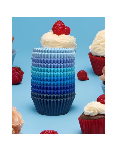 Forros para Cupcakes QIQEE 300 Cuentas Grado Alimenticio Azul