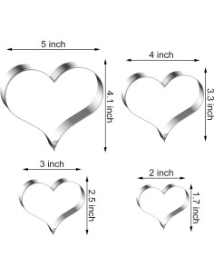 Juego de Cortadores de Galletas Corazón QAAQS - 4 Piezas 2