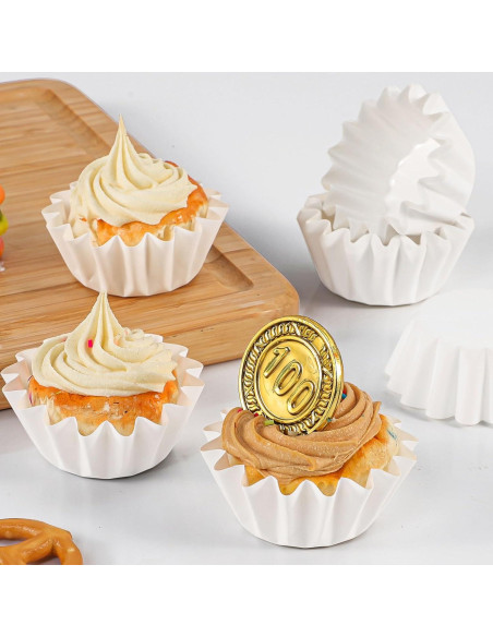 Forros de Mini Cupcake Caperci Blancos 200 Cuentas Resistentes