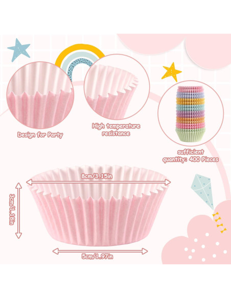 Forros de Cupcake de Papel Arcoíris GreenPine 400 Pcs