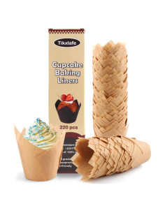 220 Forros de Cupcake Tulipán Tikxlafe, Papel Pergamino Natural