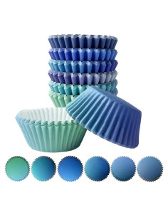 Forros de Cupcake Qiqee 300 pcs Gradiente Azul Estándar