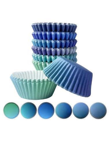 Forros de Cupcake Qiqee 300 pcs Gradiente Azul Estándar