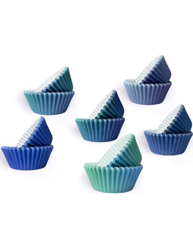 Forros de Cupcake Qiqee 300 pcs Gradiente Azul Estándar