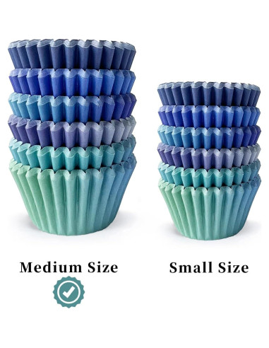 Forros de Cupcake Qiqee 300 pcs Gradiente Azul Estándar