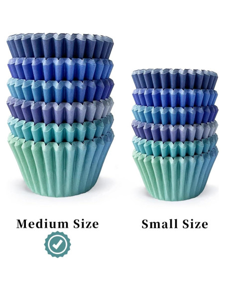 Forros de Cupcake Qiqee 300 pcs Gradiente Azul Estándar