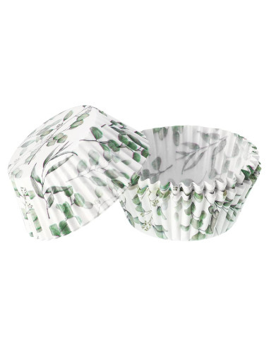 WILLBOND 300 Forros para Cupcakes Verde Diseño Hojas 8 cm