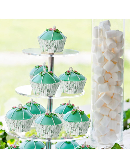 WILLBOND 300 Forros para Cupcakes Verde Diseño Hojas 8 cm