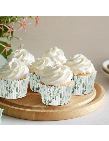 WILLBOND 300 Forros para Cupcakes Verde Diseño Hojas 8 cm