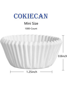 Forros de Cupcake Mini Cokiecan 1000 Pcs Blancos 3.18 cm 2