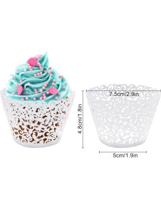 50 Fundas de Cupcake Blancas JinHuiCheng Encaje Decorativas 2