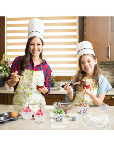 50 Fundas de Cupcake Blancas JinHuiCheng Encaje Decorativas