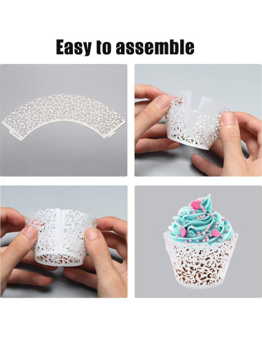 50 Fundas de Cupcake Blancas JinHuiCheng Encaje Decorativas