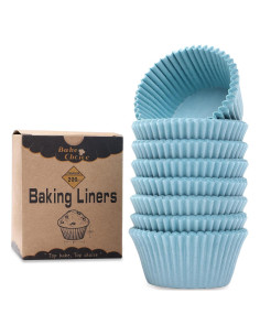 200 Forros de Cupcake Azul Bake Choice - Papel Pergamino Grado Alimenticio