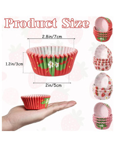 600 Forros de Cupcake de Fresa PAJIXANTHIC 5.08 cm Desechables 2