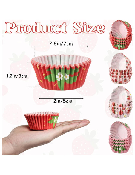 600 Forros de Cupcake de Fresa PAJIXANTHIC 5.08 cm Desechables