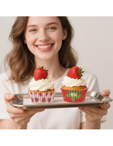 600 Forros de Cupcake de Fresa PAJIXANTHIC 5.08 cm Desechables