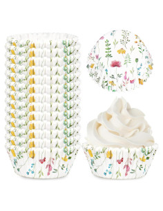 Forros para Cupcake Whaline 300 Piezas Flores Pastel 5 cm