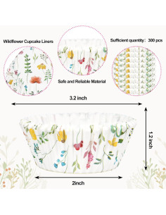 Forros para Cupcake Whaline 300 Piezas Flores Pastel 5 cm 2