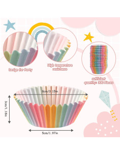 Forros de Cupcake Arcoíris 300 Pcs GreenPine Tamaño Estándar 2