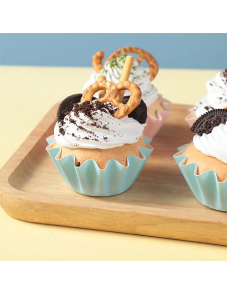 100 Moldes para Hornear Cupcakes TIE-DailyNec Blancos 4.5cm