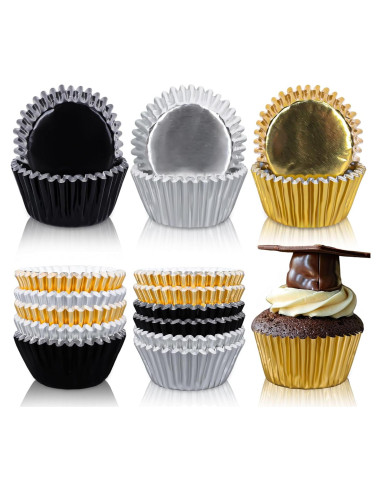 Forros de Cupcake Metálicos Whaline 150 Pcs Graduación