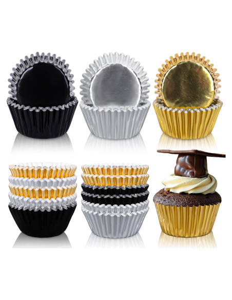 Forros de Cupcake Metálicos Whaline 150 Pcs Graduación