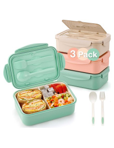 Cajas Bento Mfacoy 3 Unidades 1400 ML Apta Microondas y Lavavajillas