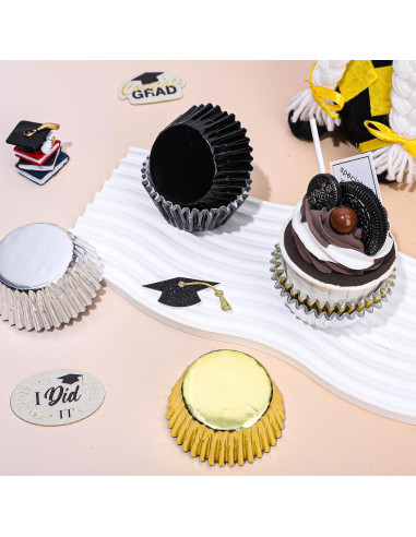 Forros de Cupcake Metálicos Whaline 150 Pcs Graduación